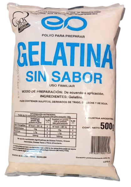 GELATINA SIN SABOR KG (40 grs $2500)