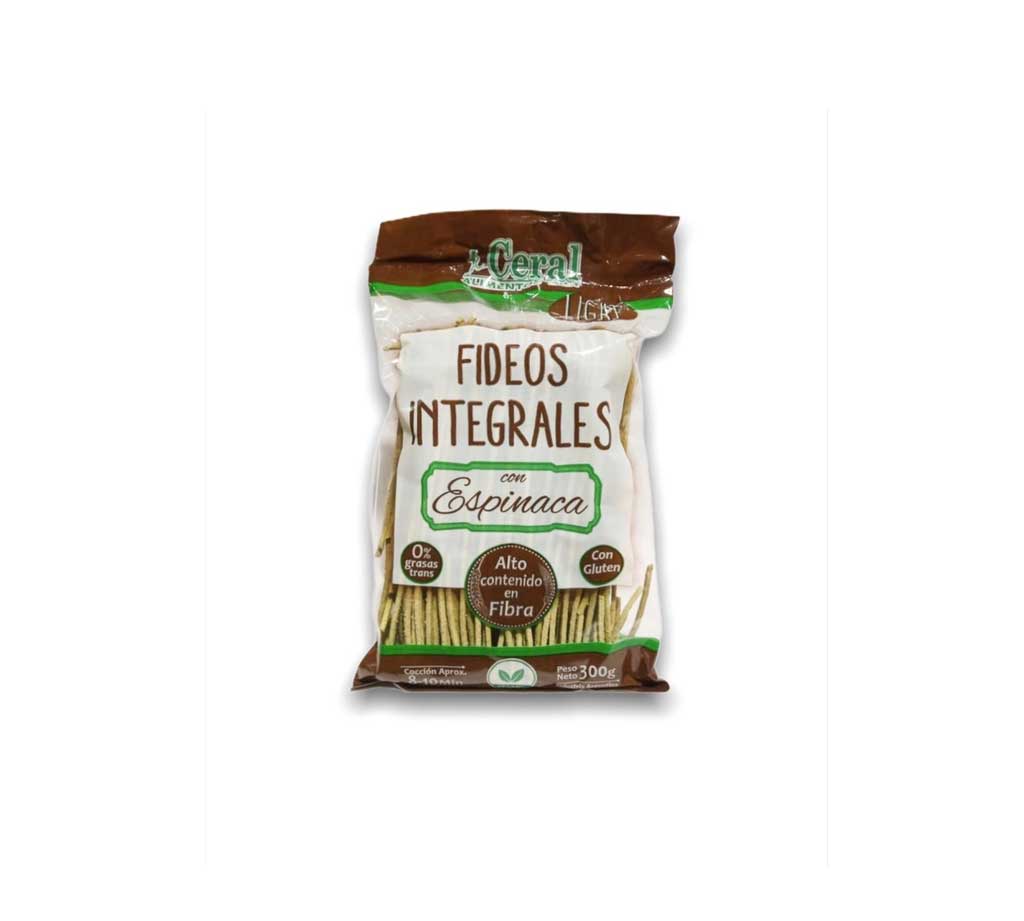FIDEOS INTEGRALES ESPINACA 300GR CERAL