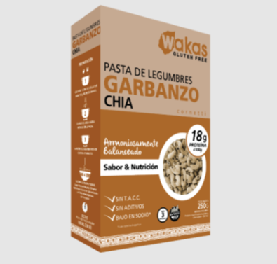 FIDEOS GARBANZO Y CHIA X250GR  - WAKAS
