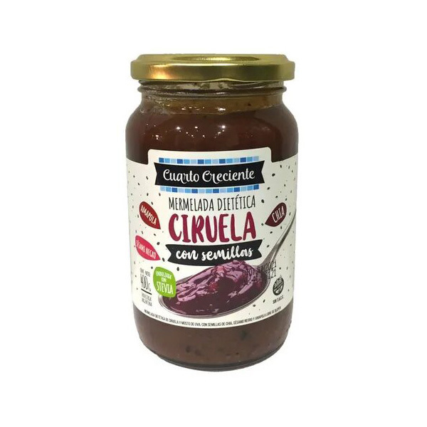 MERMELADA DE CIRUELA CON SEMILLAS Y STEVIA X400GR  CUARTO CRECIENTE