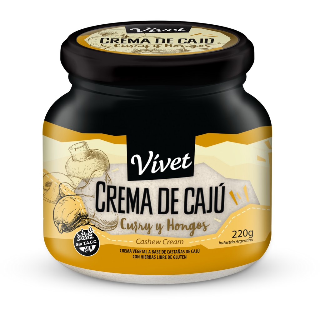 CREMA DE CAJU CURRY Y HONGOS VIVET 220G