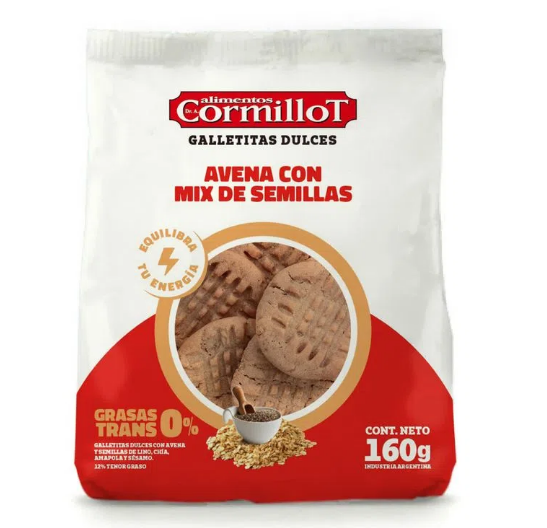 GALLETITA AVENA MIX DE SEMILLAS CORMILLOT 2x200