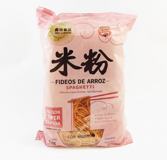 FIDEOS DE ARROZ SPAGHETTI MORRON 400GRS OROX