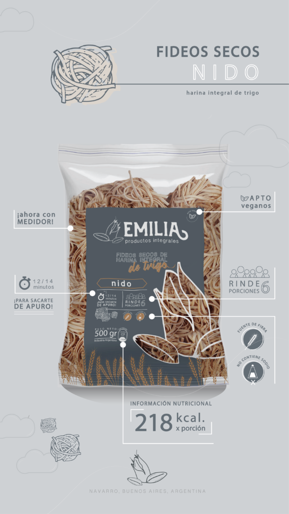 NIDO FIDEOS INTEGRALES EMILIA 500GRM