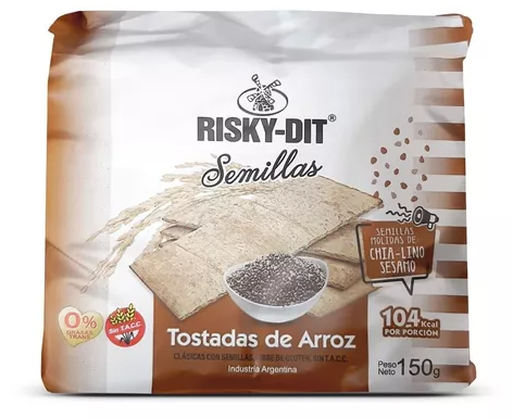 RISKY DIT TOSTADAS DE ARROZ CON SEMILLAS 150GRS SIN TACC