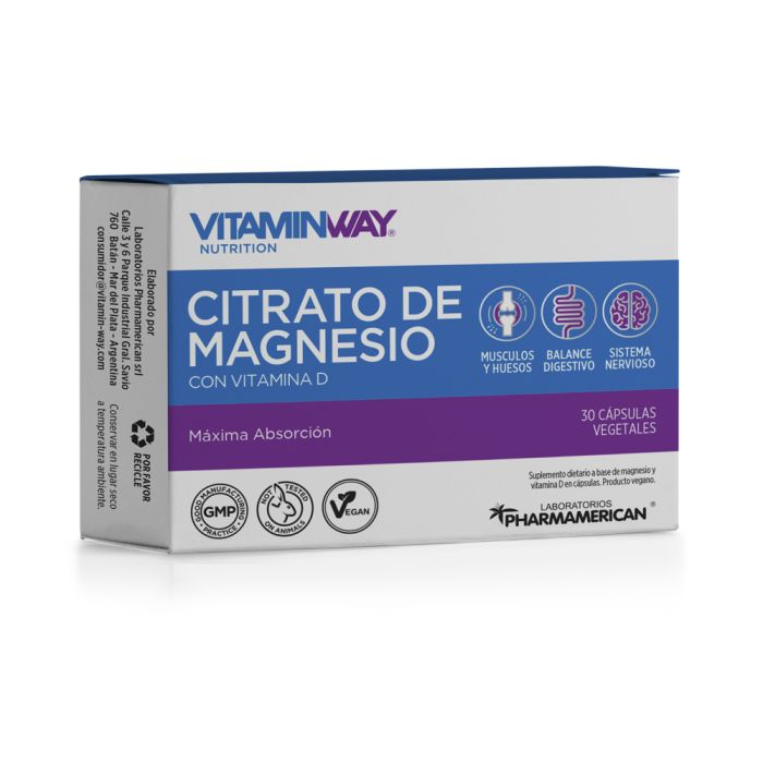 CITRATO DE MAGNESIO  VITAMINWAY 30 cap (blister de 10 comp $6000)