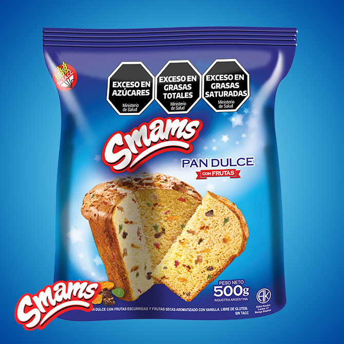 PAN DULCE SIN TACC  SMAMS CON FRUTAS X500 GRS